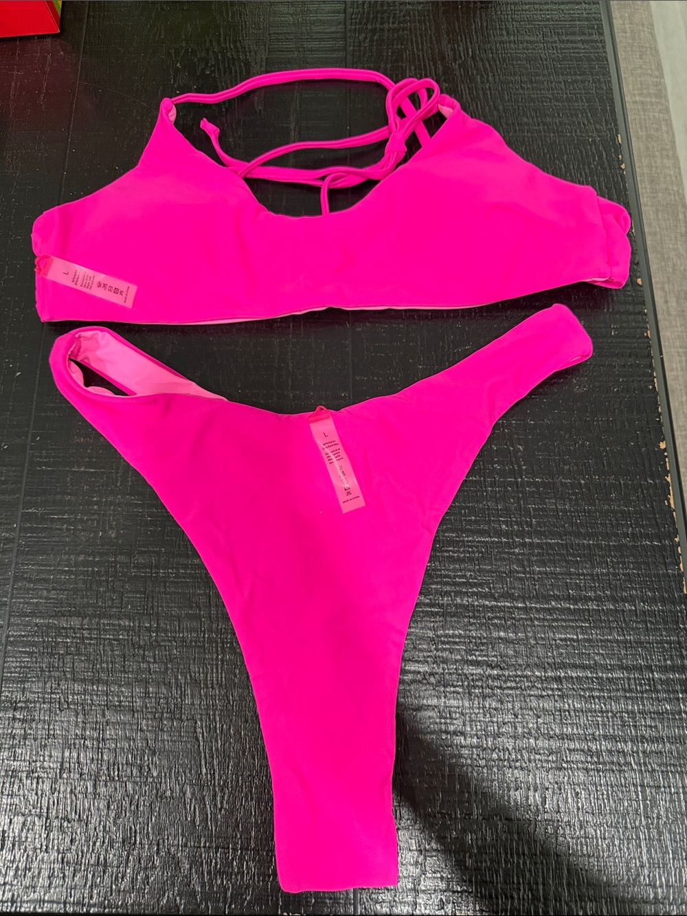 Women’s Hot Pink Strappy Bikini Set (thong)